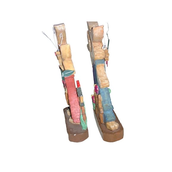 Easter Bunny Rabbit Carved Wood Look Decor Set of Two - Picture 6 of 11